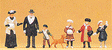 1900s Figures -- Passers-By Wearing Winter Clothes