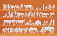 Working People -- Unpainted Country Figures (52 People & 50 Animals)