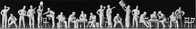 Former German Army WWII Unpainted Figures -- Tank Crewmen Resting pkg(20)
