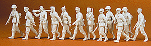 Military - Former German Army WWII - Unpainted Figures -- Walking Infantry pkg(12)