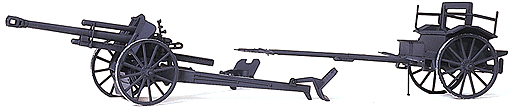 Former German Army WWII Artillery 10.5cm Light Field Howitzer (Plastic Kit) -- LeFH 18 M w/Muzzle Brake & Ammunition Limber