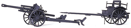 Former German Army WWII Artillery 10.5cm Light Field Howitzer (Plastic Kit) -- LeFH 18 M w/Muzzle Brake & Ammunition Limber