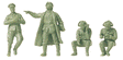Military - Former German Army WWII - Unpainted Figures -- General, Runner & Radio Operators