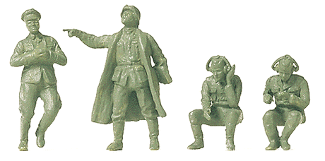 Military - Former German Army WWII - Unpainted Figures -- General, Runner & Radio Operators