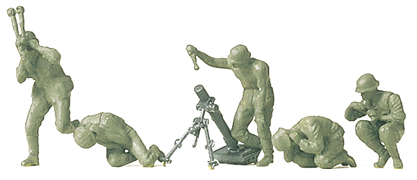 Military - Former German Army WWII - Unpainted Figures -- Mortar Crew