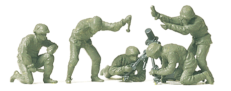 Military - Former German Army WWII - Unpainted Figures -- Fighting Mortar Crew