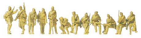 Military - Soviet Union WWII (1942) - Unpainted Figures -- Armored Infantry Riflemen Riding Tank pkg(12)
