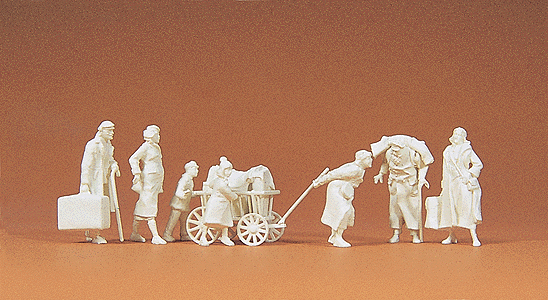 Military - World War II - Unpainted Figure Sets -- Civilian Refugees w/Luggage pkg(7)