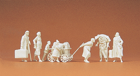 Military - World War II - Unpainted Figure Sets -- Civilian Refugees w/Luggage pkg(7)