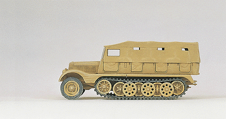Former German Army WWII SdKfz 11 Series Medium Half-Track (Plastic Kit) -- Closed Version - Desert Tan