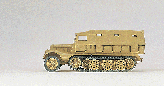 Former German Army WWII SdKfz 11 Series Medium Half-Track (Plastic Kit) -- Closed Version - Desert Tan