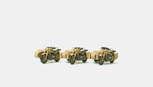 Former German Army WWII - Motorcycles -- Zundapp KS 750 w/Sidecar pkg(3; Unpainted Kits)