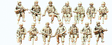 Modern US Army Unpainted Figures -- Seated Drivers & Soldiers w/Gear pkg(14)