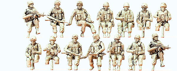 Modern US Army Unpainted Figures -- Seated Drivers & Soldiers w/Gear pkg(14)