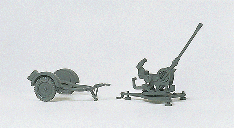 Military - Former German Army WWII - Artillery -- 2cm Flak 38 Anti-Aircraft Gun w/SdAnh 51 Trailer