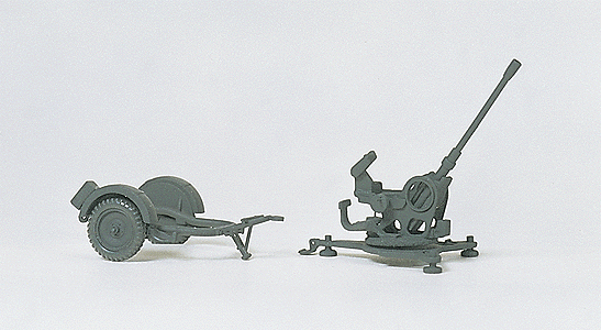 Military - Former German Army WWII - Artillery -- 2cm Flak 38 Anti-Aircraft Gun w/SdAnh 51 Trailer