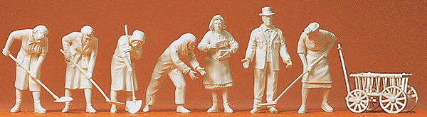Military - WWII Unpainted Civilian Figures -- Women Working in Ruins pkg(7)