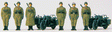 Former German Army WWII Motorcycle Troops (Plastic Kit) -- 2 Zundapp S 750 Cycles w/Sidecars & 6 Figures Standing at Attention