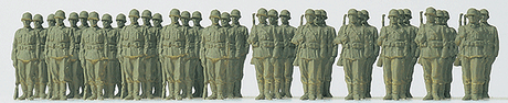 Military - Former German Army WWII - Unpainted Figures -- Infantry Rifleman in Formation pkg(36)