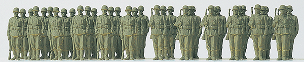 Military - Former German Army WWII - Unpainted Figures -- Infantry Rifleman in Formation pkg(36)