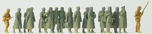 Military - Soviet Union WWI - Unpainted Figure Sets -- 2 Guards Escorting 17 German Prisoners