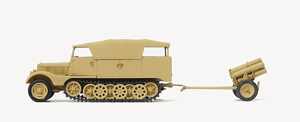 Former German Army WWII SdKfz 11 Series Medium Half-Track (Plastic Kit) -- Artillery Tractor w/21cm Nebelwerfer (Rocket Launcher)