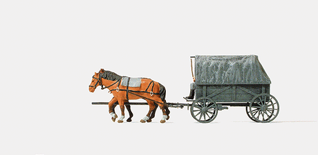 Former German Army WWII Horse-Drawn Transport (Plastic Kit) -- Replacement Type w/2 Figures & 2 Horses, Unpainted