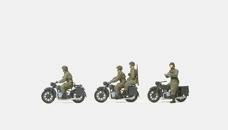Former German Army WWII - Motorcycle Troops -- Motorcycle Crew w/BMW R 12 Motorcycles (Unpainted)