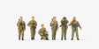 Former East German Army (NVA) - Unpainted Figure Set -- German Democratic Republic Frontier Guards pkg(6)