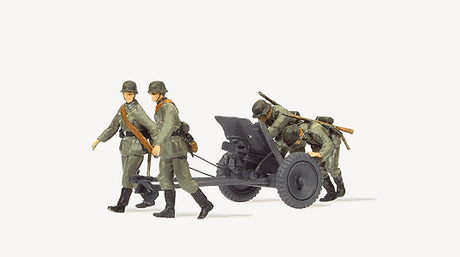 Artillery PAK L/45 3.7cm Anti-Tank Gun w/4-Man Crew -- Former German Army WWII