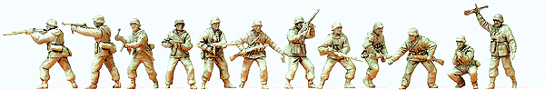 Former German Army WWII Unpainted Figures -- Attacking Infantry in Winter Uniforms, 1943-1945 pkg(12)