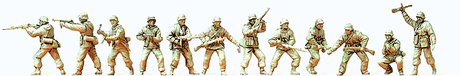 Former German Army WWII Unpainted Figures -- Attacking Infantry in Winter Uniforms, 1943-1945 pkg(12)