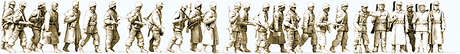 WWII Germany Unpainted Figure Set - Kit -- Walking Infantry in Winter pkg(26)