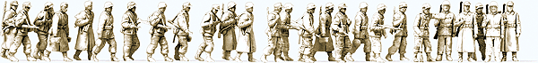 WWII Germany Unpainted Figure Set - Kit -- Walking Infantry in Winter pkg(26)
