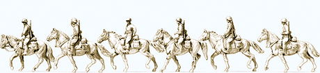WWII Germany Unpainted Figure Set - Kit -- Mounted Cavalry - 6 Horses & 6 Soldiers