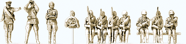 Soviet Union 1943-45 Unpainted Figure Set - Kit -- Seated Infantry Riflemen pkg(11)