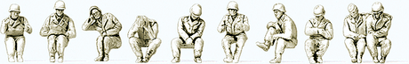 WWII Germany Unpainted Figure Set - Kit -- Seated Luftwaffe Gunners pkg(10)
