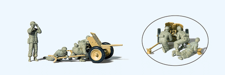 1939-1945 German Reich Paratroopers w/3.7cm Anti-Tank Gun - Kit -- 4 Figures, 1 Gun-1