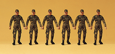 Military - Modern German Army (BW) - Figures -- Standing Infantry in Camouflage w/Field Caps - No Rifle or Gear pkg(6)
