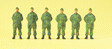 Military - Modern German Army (BW) - Figures -- Soldiers Standing at Ease with Cap, Coat & Battledress Camouflage pkg(6)