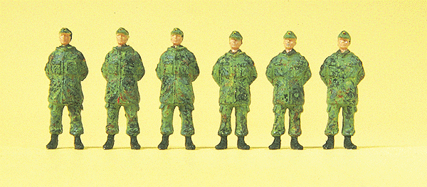 Military - Modern German Army (BW) - Figures -- Soldiers Standing at Ease with Cap, Coat & Battledress Camouflage pkg(6)
