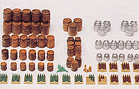 Beer Barrels and Crates with Bottles