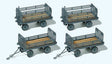 Baggage Trailer for Electric Baggage Cart - Kit -- German Federal Railroad DB (Era III, gray) pkg(4)