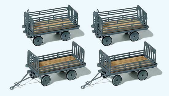 Baggage Trailer for Electric Baggage Cart - Kit -- German Federal Railroad DB (Era III, gray) pkg(4)