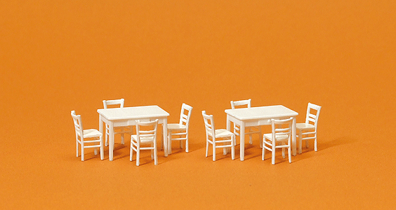 Table & Chairs -- 2 Tables & 8 Chairs (white)