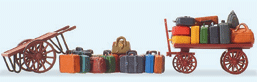 2 Carts w/15 Pieces Assorted Luggage