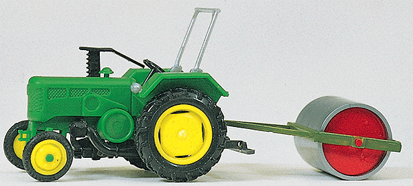 European Farm Machinery - Tractor -- Farm Tractor w/Roller (green, yellow)