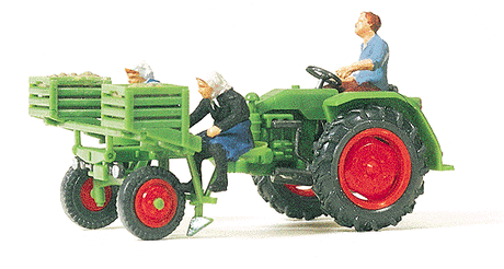 Farm Equipment -- Tractor w/Potato Planter & 3 Figures