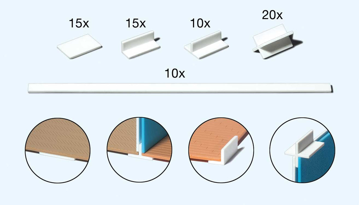 Mounting Angles and Spacers for Flooring and Wall Sheets -- pkg(70)
