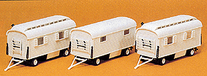 Modern Circus Wagon Set - Plastic Kits -- Performers Trailers pkg(3) - Undecorated